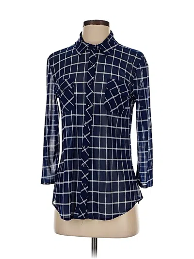 Pre-owned Eden & Olivia 3/4 Sleeve Button Down Shirt In Blue