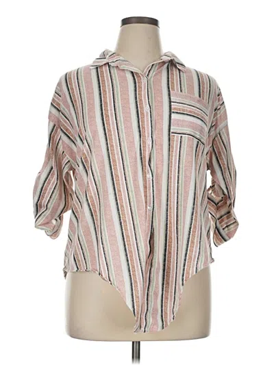 Pre-owned Eden & Olivia 3/4 Sleeve Button Down Shirt In Brown