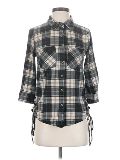 Pre-owned Eden & Olivia 3/4 Sleeve Button Down Shirt In Gray