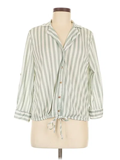 Pre-owned Eden & Olivia 3/4 Sleeve Button Down Shirt In Green