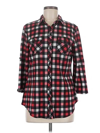Pre-owned Eden & Olivia 3/4 Sleeve Button Down Shirt In Red