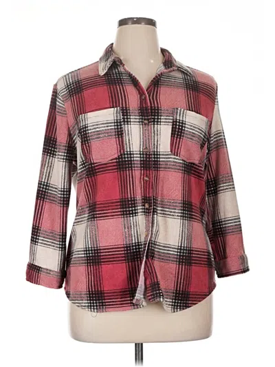 Pre-owned Eden & Olivia 3/4 Sleeve Button Down Shirt In Red