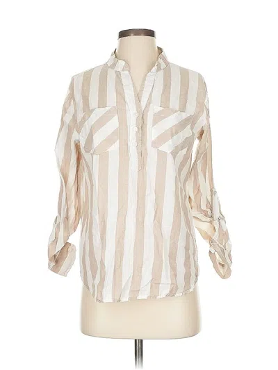Pre-owned Eden & Olivia 3/4 Sleeve Button Down Shirt In White