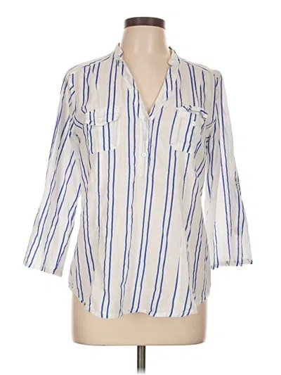 Pre-owned Eden & Olivia 3/4 Sleeve Button Down Shirt In White