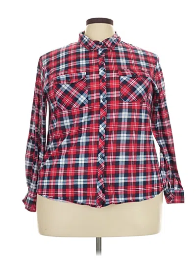 Pre-owned Eden & Olivia Long Sleeve Blouse In Red