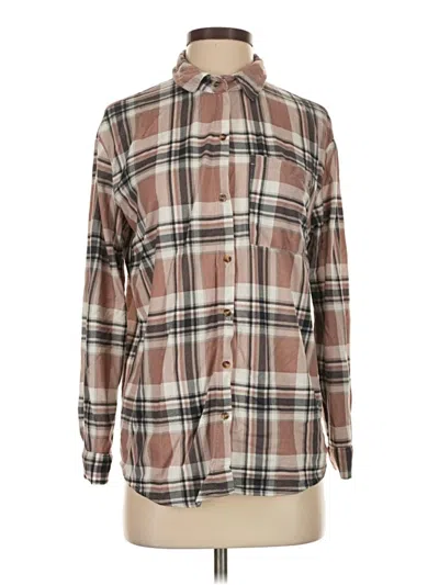 Pre-owned Eden & Olivia Long Sleeve Button Down Shirt In Brown