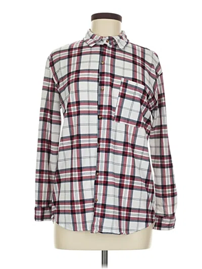Pre-owned Eden & Olivia Long Sleeve Button Down Shirt In Burgundy