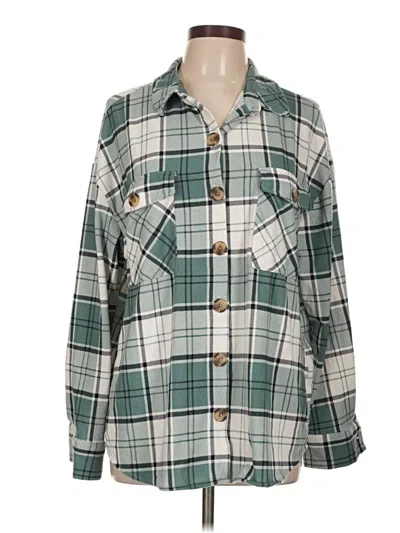 Pre-owned Eden & Olivia Long Sleeve Button Down Shirt In Green