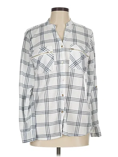 Pre-owned Eden & Olivia Long Sleeve Button Down Shirt In Silver