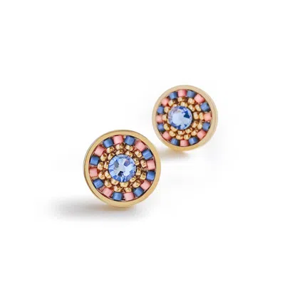 Eden + Elie Women's Blue / Pink Striped Medallion Stud Earrings - Prom Night In Multi