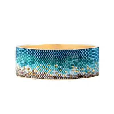 Eden + Elie Women's Blue Wide Gold Bangle - Spirit Of Place Ocean