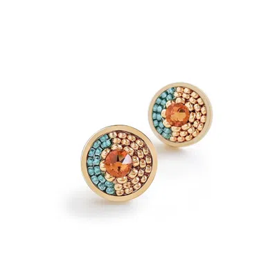 Eden + Elie Women's Blue / Yellow Infinity Stud Earrings - Lagoon In Multi