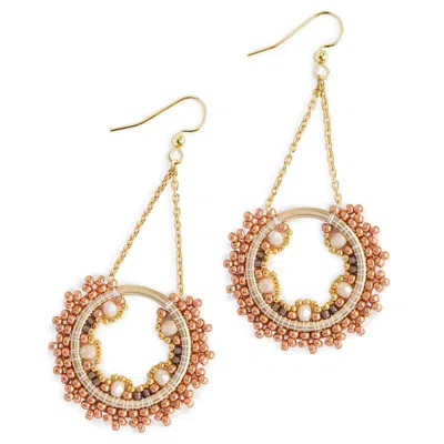 Eden + Elie Women's Brown / White Celestia Swing Earrings - Luna In Multi