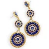 Eden + Elie Women's Gold / Blue Luxe Triple Circle Statement Drop Earrings - Blue Lapis In Multi