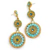 Eden + Elie Women's Green / Gold Luxe Triple Circle Statement Drop Earrings - Amazonite In Multi