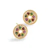 Eden + Elie Women's Green / Yellow Celestia Prism Circle Earrings - Ruby Zoisite In Multi