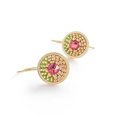 Eden + Elie Women's Green / Yellow Infinity Drop Earrings - Petal In Multi