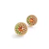 Eden + Elie Women's Green / Yellow Infinity Stud Earrings - Dew In Multi
