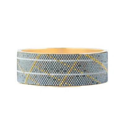 Eden + Elie Women's Grey Wide Gold Bangle - Spirit Of Place City Steel In Gray