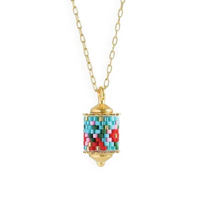 Eden + Elie Women's Modern Peranakan Drop Pendant Necklace - Blue