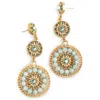 Eden + Elie Women's Neutrals / Green Luxe Triple Circle Statement Drop Earrings - Jade In Green