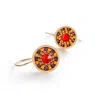Eden + Elie Women's Red / Purple Striped Medallion Drop Earrings - Bird Of Paradise In Multi