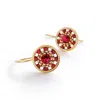 Eden + Elie Women's Red / White Striped Medallion Drop Earrings - Cabernet In Multi