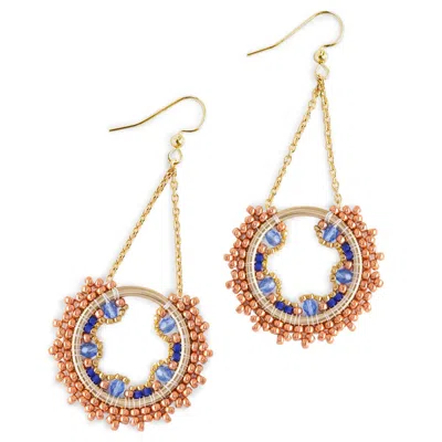 Eden + Elie Women's Rose Gold / Blue Celestia Swing Earrings - Lake In Multi