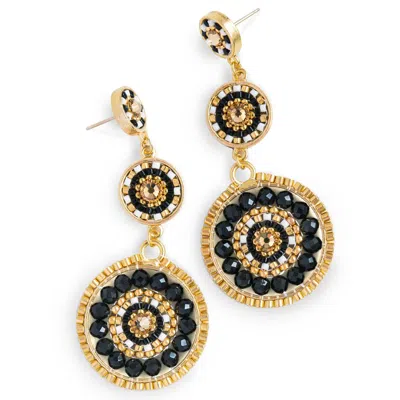 Eden + Elie Women's White / Black Luxe Triple Circle Statement Drop Earrings - Black Spinel In Multi