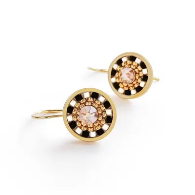 Eden + Elie Women's White / Black Striped Medallion Drop Earrings - Little Black Dress In Multi
