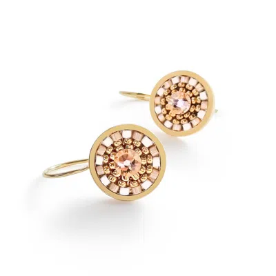 Eden + Elie Women's White / Gold Striped Medallion Drop Earrings - Oyster In Multi