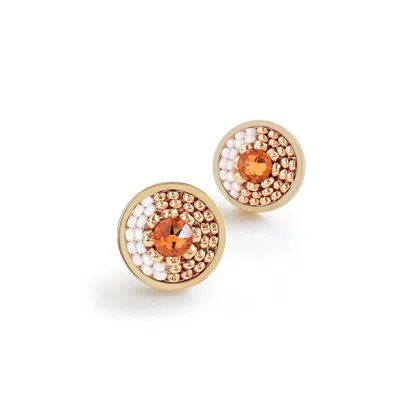 Eden + Elie Women's White / Yellow Infinity Stud Earrings - Pearl In Multi