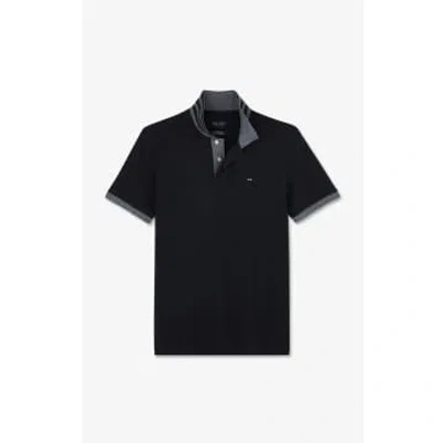 Eden Park Black And Grey Cotton Pima Polo Shirt