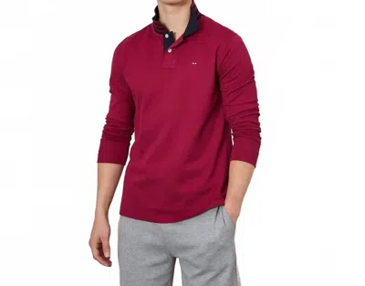 Eden Park Bordeaux Long-sleeved Polo With Oval Badge In Red