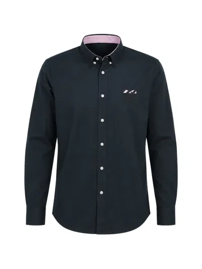 Eden Park Button-down Logo-patch Shirt In Blue