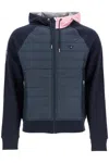 Shop Eden Park Dark Blue Hoodie With Zip, Pink And Gray Hood