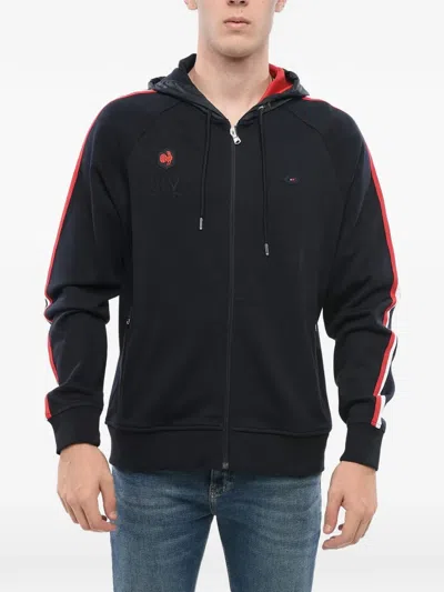 Eden Park Logo-embroidered Zip-up Hoodie In Blue