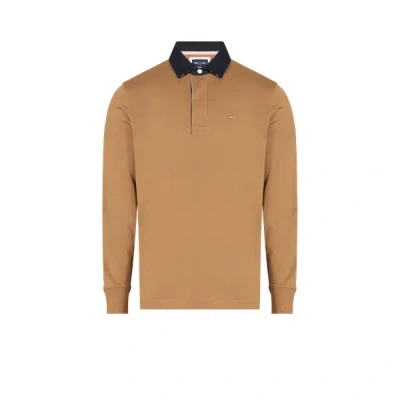 Eden Park Long-sleeved Cotton Polo Shirt In Brown