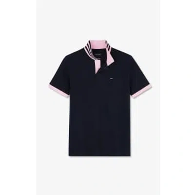 Eden Park Navy And Pink Contrast Polo Shirt In Blue