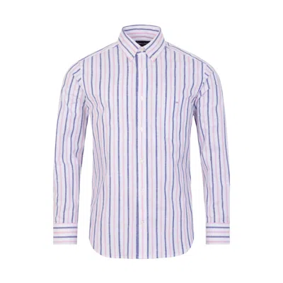 Eden Park Pink Striped Shirt In Zephyr Cotton In Rom