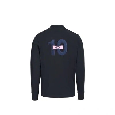 Eden Park Polo Brodé À Manches Longues En Coton In Blue