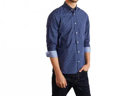 Eden Park Polo Shirt With Floral Detail In Navy Blue/gray