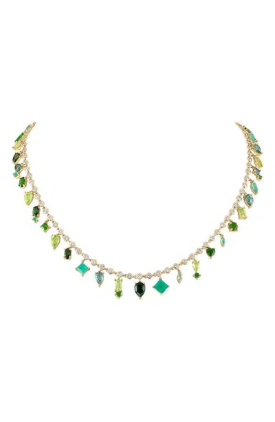 Eden Presley 14k Gold Multi Sapphire Collar Necklace In Green