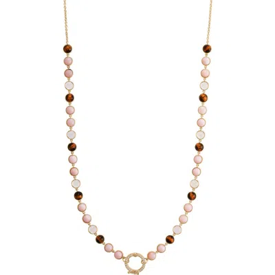 Eden Presley 14k Gold Multi-stone Cabochon Station Necklace