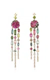 Eden Presley 14k Yellow Gold Carved Tourmaline Flowers In Pink