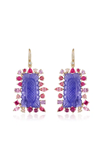 Eden Presley 14k Yellow Gold Diamond And Tanzanite Earrings In Multi