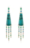 Eden Presley 14k Yellow Gold Malachite And Diamond Fringe Earrings In Green