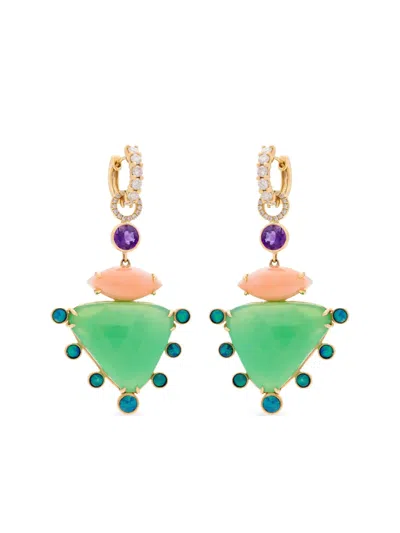 Eden Presley 14k Yellow Gold Multi-stone Drop Earrings In Neutral