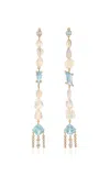Eden Presley 14k Yellow Gold Multi-stone Earrings In Blue