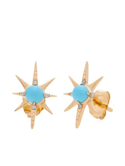 Eden Presley 14k Yellow Gold Stardust Turquoise And Diamond Earrings